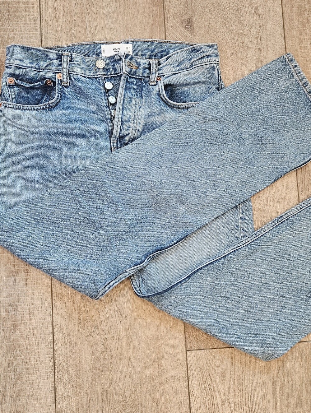 90s Vintage Style Button Fly Straight Leg Mom Jeans Light Wash Denim Size 2